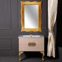 Тумба с раковиной Armadi Art NeoArt 80 капучино с ручками Ajur золото, с ножками