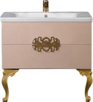 Тумба с раковиной Armadi Art NeoArt 80 капучино с ручками Ajur золото, с ножками