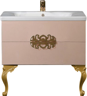 Тумба с раковиной Armadi Art NeoArt 80 капучино с ручками Ajur золото, с ножками