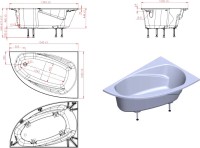 Ванна из искусственного камня Астра-Форм Тиора 01010085 155x105 см, угловая, правая, встраиваемая, матовая белая, асимметричная матовый белый