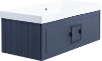 Тумба с раковиной La Fenice Cubo 100 подвесная, blu grigio, ручка черная, раковина Cubo 100
