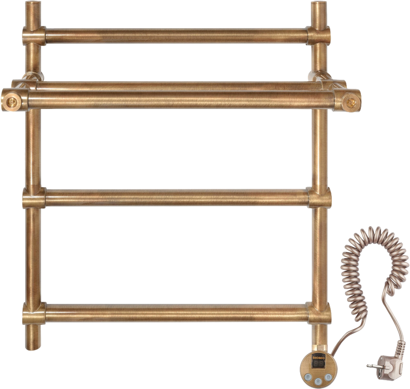 Полотенцесушитель электрический Secado Флоренция 3 65x55 см, подключение справа, бронза, лесенка, латунь, с полкой