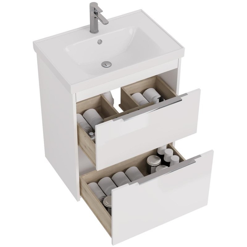 Тумба с раковиной Dreja Prime 70 подвесная, белый глянец