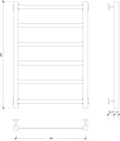 Полотенцесушитель водяной Secado Корсико 1 85x55 см, матовый черный, лесенка