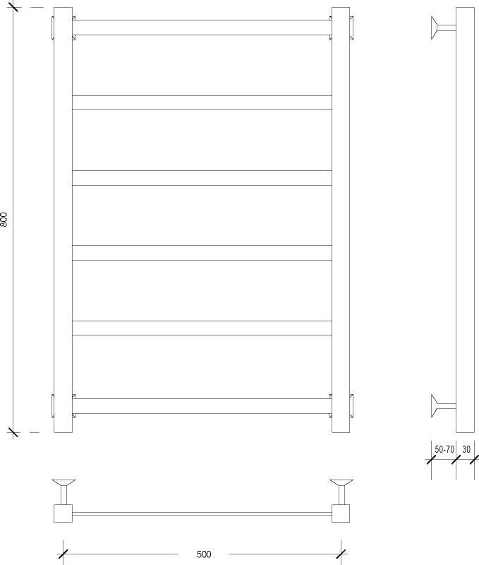 Полотенцесушитель водяной Secado Корсико 1 85x55 см, матовый черный, лесенка