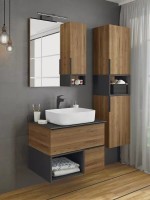 Мебель для ванной комнаты Comforty Штутгарт 75 подвесная, тёмно-коричневый дуб