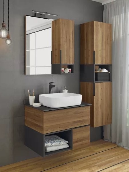 Мебель для ванной комнаты Comforty Штутгарт 75 подвесная, тёмно-коричневый дуб