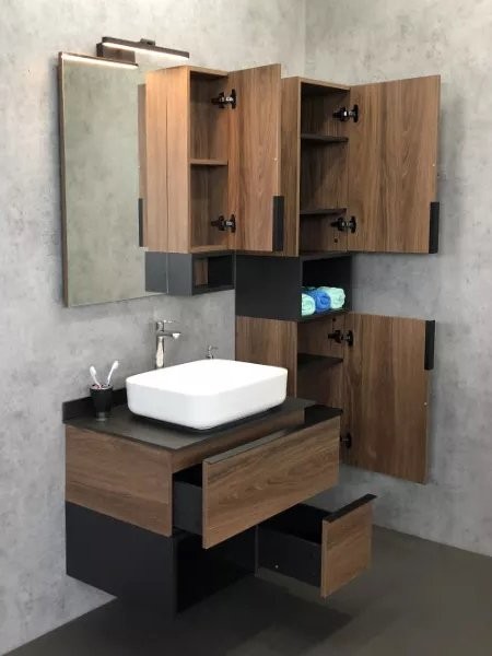 Мебель для ванной комнаты Comforty Штутгарт 75 подвесная, тёмно-коричневый дуб