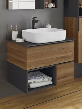 Мебель для ванной комнаты Comforty Штутгарт 75 подвесная, тёмно-коричневый дуб