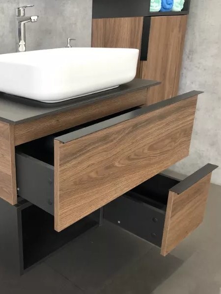 Мебель для ванной комнаты Comforty Штутгарт 75 подвесная, тёмно-коричневый дуб