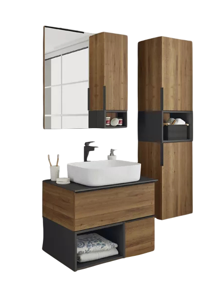 Мебель для ванной комнаты Comforty Штутгарт 75 подвесная, тёмно-коричневый дуб