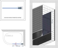 Шторка на ванну Kubele DE020 DE020P601-MAT-BR- 60х150 150х60, профиль бронза светлая, стекло матовое
