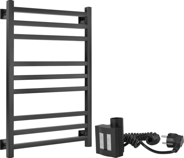 Полотенцесушитель электрический Secado Корато 3 , 85x55 см, подключение справа, матовый черный, лесенка