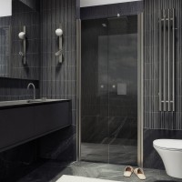 Душевая дверь в нишу Maybahglass MGD-443-5 99 см, профиль матовый хром, стекло графит