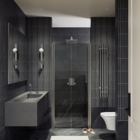 Душевая дверь в нишу Maybahglass MGD-443-5 99 см, профиль матовый хром, стекло графит