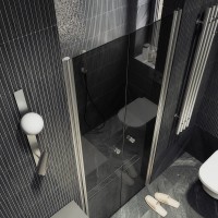Душевая дверь в нишу Maybahglass MGD-443-5 99 см, профиль матовый хром, стекло графит