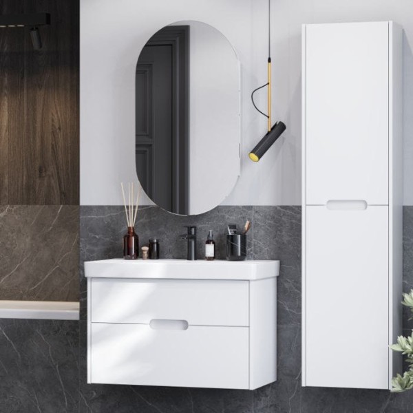Мебель для ванной комнаты AQUATON Оливия 80 матовый белый, раковина Адриана 80