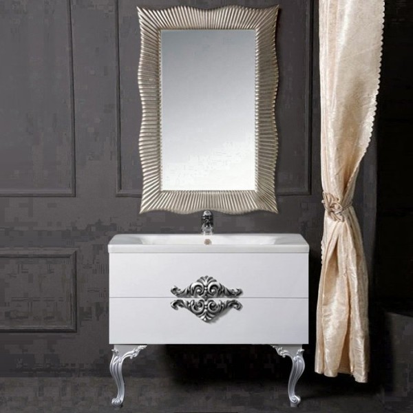 Мебель для ванной комнаты Armadi Art NeoArt 100 white с ручками NeoArt серебро, зеркало Soho, с ножками