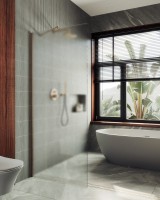 Душевая перегородка Maybahglass MGD-688-2ш 119 см, профиль бронза, стекло сатин