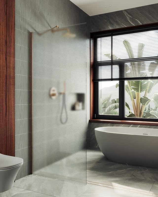 Душевая перегородка Maybahglass MGD-688-2ш 119 см, профиль бронза, стекло сатин