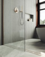 Душевая перегородка Maybahglass MGD-688-2ш 119 см, профиль бронза, стекло сатин