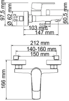Смеситель для ванны с душем Wasserkraft Dill 6101 Смеситель для ванны с душем Wasserkraft Dill 6101