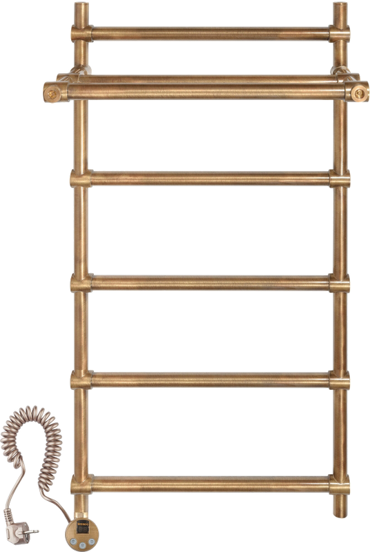 Полотенцесушитель электрический Secado Флоренция 3 105x55 см, подключение слева, бронза, лесенка, латунь, с полкой
