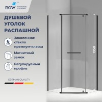 Душевой уголок RGW Passage PA-83-B 100х100 см, профиль матовый черный, стекло прозрачное