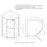 Душевой уголок RGW Passage PA-83-B 100х100 см, профиль матовый черный, стекло прозрачное