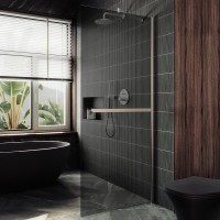 Душевая перегородка Maybahglass MGD-1461-5ш 99 см, профиль хром матовый, стекло графит