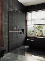 Душевая перегородка Maybahglass MGD-1461-5ш 99 см, профиль хром матовый, стекло графит