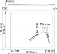 Поддон для душа Wasserkraft Rhin 44T10 120x100, с сифоном