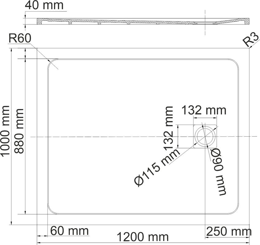 Поддон для душа Wasserkraft Rhin 44T10 120x100, с сифоном
