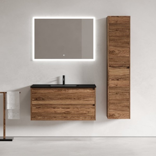 Мебель для ванной комнаты Sancos Libra 100 см дуб чарльстон, черная раковина