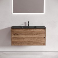 Мебель для ванной комнаты Sancos Libra 100 см дуб чарльстон, черная раковина