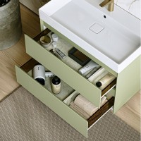 Тумба с раковиной Aqwella 5 stars Geometria 100 подвесная, 2 ящика, шалфей зеленый