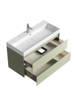 Тумба с раковиной Aqwella 5 stars Geometria 100 подвесная, 2 ящика, шалфей зеленый