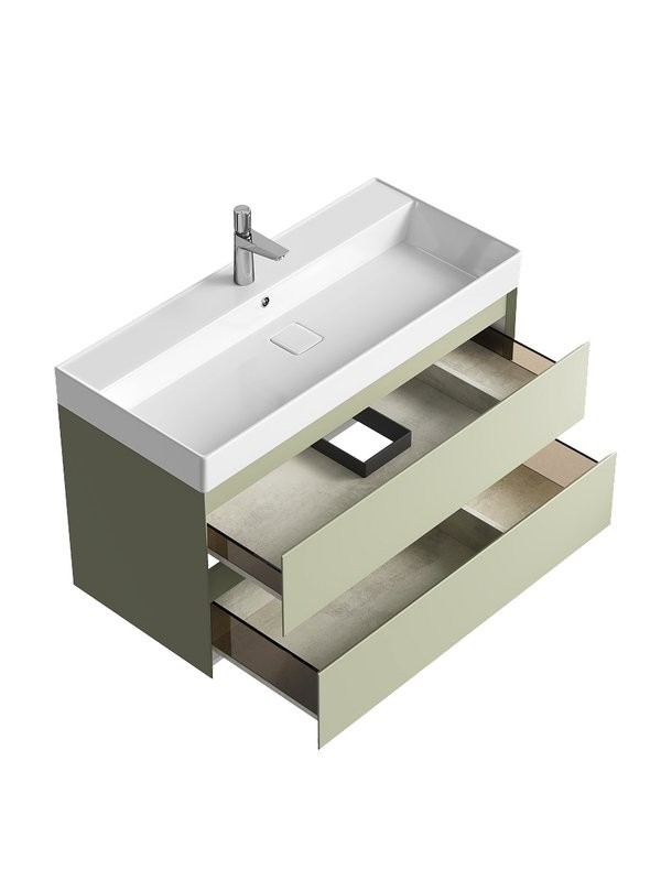 Тумба с раковиной Aqwella 5 stars Geometria 100 подвесная, 2 ящика, шалфей зеленый