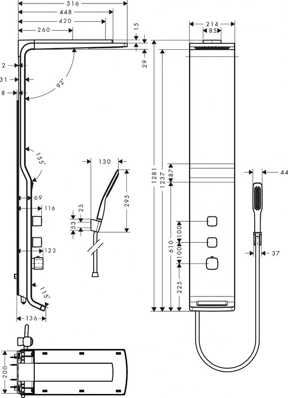 Душевая панель Hansgrohe Raindance Lift 27008000