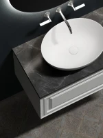 Тумба с раковиной Sancos Very 80 см, bianco, столешница черный мрамор, раковина CN6017MW