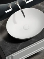 Тумба с раковиной Sancos Very 80 см, bianco, столешница черный мрамор, раковина CN6017MW
