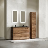 Тумба с раковиной Sancos Libra Floor 120 двойная черная раковина CN7004MB, дуб чарльстон