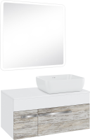 Мебель для ванной комнаты Runo Вудлайн 85 скандинавский дуб, раковина Cuatro 50