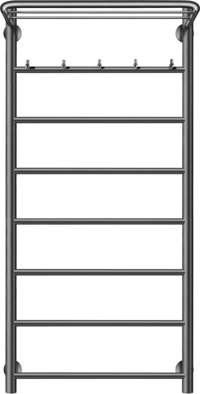 Полотенцесушитель водяной Secado Триада 1 КСП 100x55 см, графит, лесенка, с полкой
