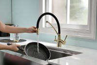Смеситель для кухни Paulmark Siegen Si213111-G золото, с гибким изливом