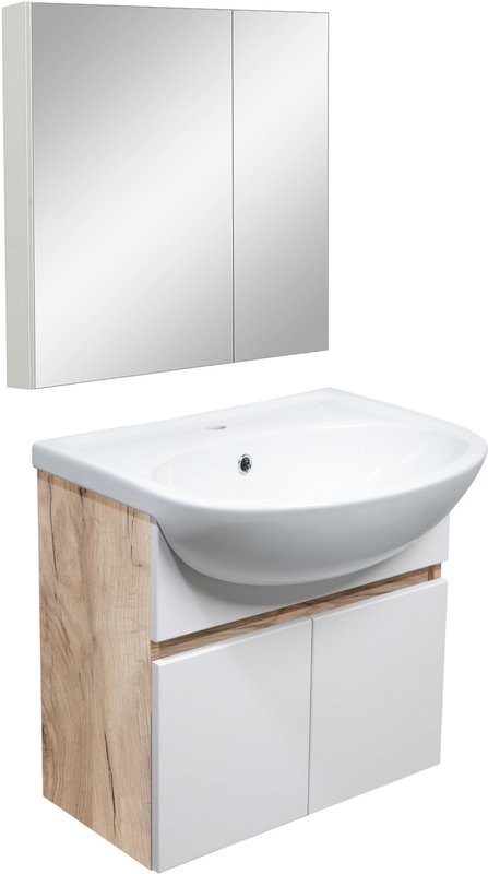 Тумба с раковиной Runo Лада 50 подвесная, крафтовый дуб