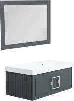 Мебель для ванной комнаты La Fenice Cubo 90 R серая, ручка белая