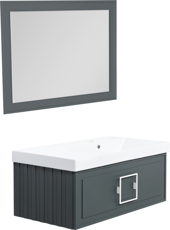 Мебель для ванной комнаты La Fenice Cubo 90 R серая, ручка белая