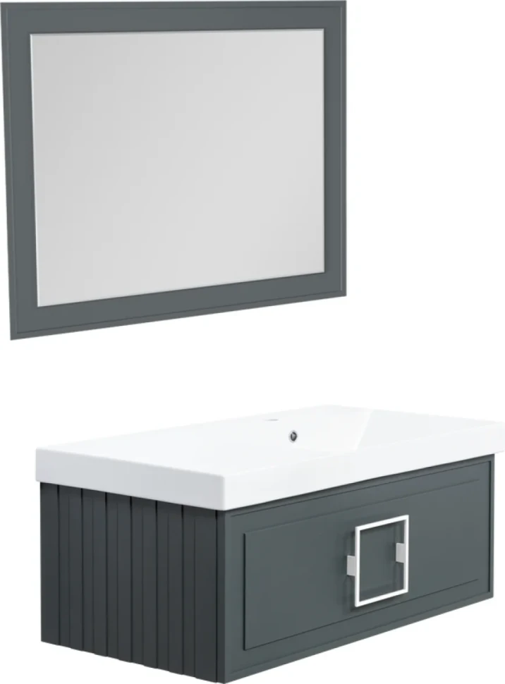 Мебель для ванной комнаты La Fenice Cubo 90 R серая, ручка белая