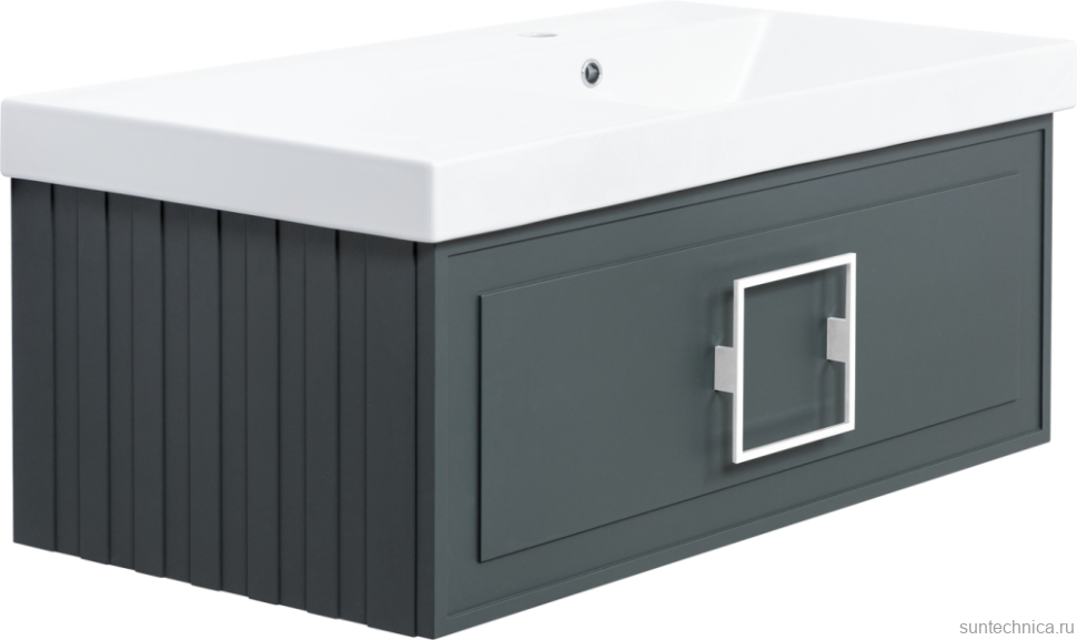 Мебель для ванной комнаты La Fenice Cubo 90 R серая, ручка белая